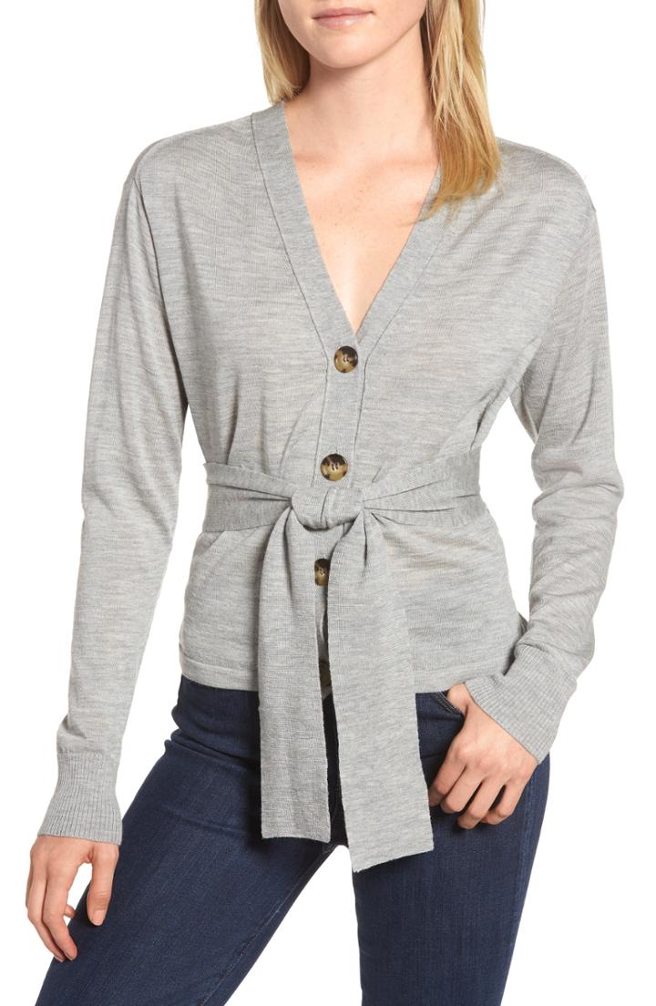 Women's J.crew Sylvia Wool Wrap Cardigan - Grey