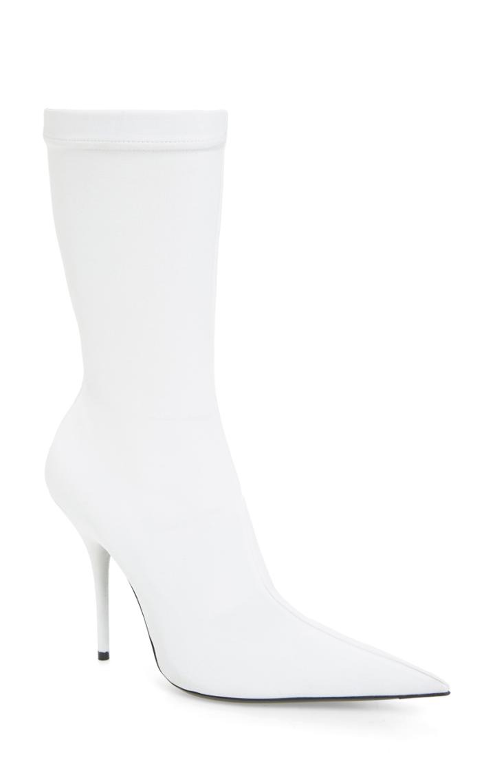 Women's Balenciaga Pointy Toe Mid Boot Us / 39eu - White