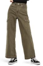 Women's Topshop Wide Leg Crop Cargo Jeans X 30 - Green
