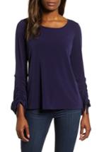 Women's Chaus Ruched Sleeve Top - Blue