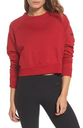 Women's Nike Long Sleeve Crop Training Top - Red