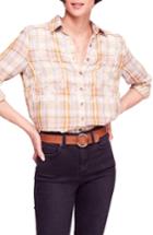 Women's Free People Magical Plaid Embroidered Shirt - Ivory