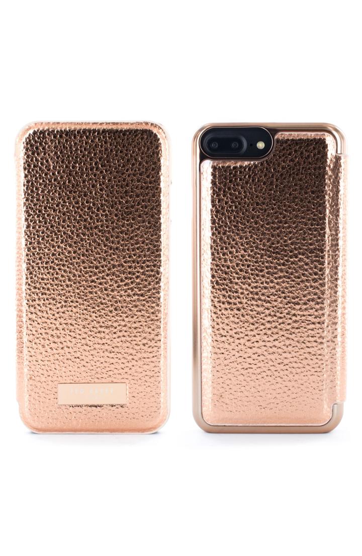 Ted Baker London Faux Leather Iphone 6/6s/7/8 & 6/6s/7/8 Mirror Folio Case - Pink