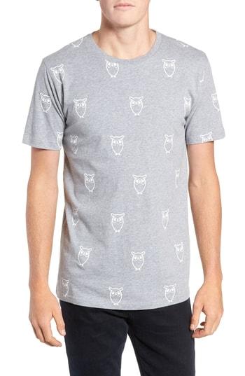 Men's Knowledgecotton Apparel Owl Print T-shirt - Grey