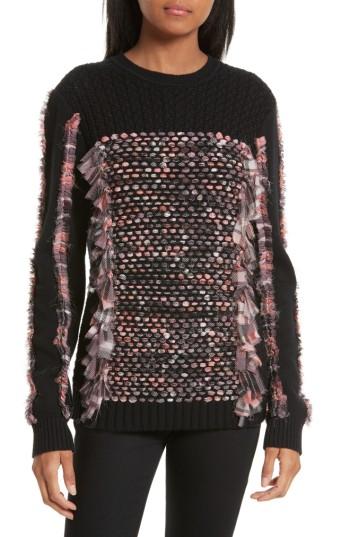 Women's Opening Ceremony Plaid Woven Wool & Cotton Sweater