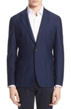 Men's Armani Collezioni Trim Fit Textured Stretch Knit Sport Coat R Eu - Blue