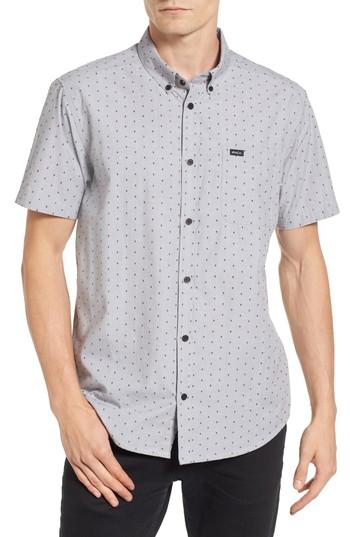 Men's Rvca Return Dobby Woven Shirt - Grey
