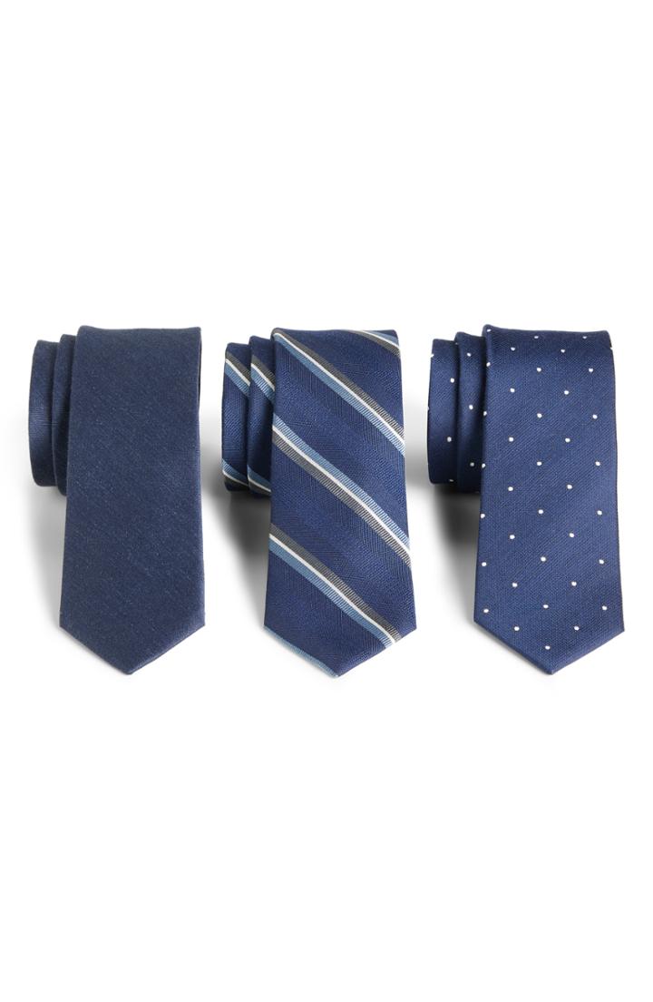 Men's The Tie Bar 3-pack Navy Tie Set, Size - Blue
