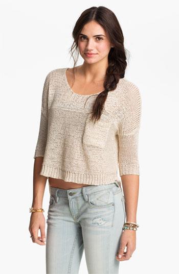 Painted Threads Crop Pocket Sweater (juniors) Ivory