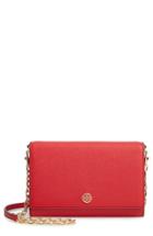 Women's Tory Burch Robinson Leather Wallet On A Chain - Red