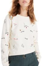Women's Madewell Embroidered Shrunken Sweatshirt - White