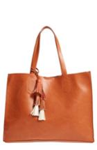 Emperia Tassel Faux Leather Tote - Brown