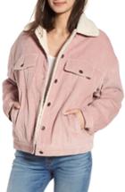 Women's Avec Les Filles Corduroy Trucker Jacket, Size - Pink
