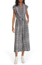 Women's Rebecca Taylor Snakeskin Print Silk Jumpsuit - Black