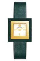 Women's Tory Burch Sedgwick Square Leather Strap Watch, 33mm X 33mm
