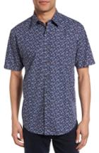 Men's James Campbell Floral Print Short Sleeve Sport Shirt - Blue
