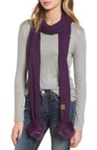 Women's Cc Faux Fur Pompom Knit Scarf, Size - Purple