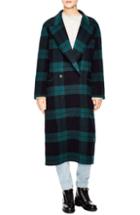 Women's Sandro Pense Plaid Wool Blend Coat Us / 34 Fr - Green