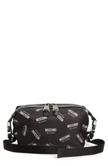 Moschino Allover Logo Nylon Fanny Pack - Black
