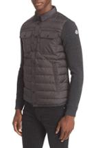 Men's Moncler Quilt Front Down Sweater Jacket - Grey