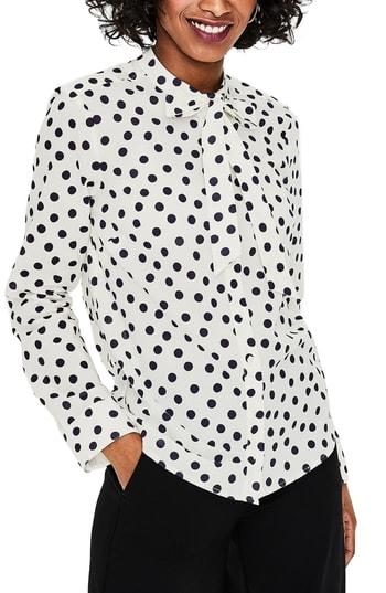 Women's Boden Tie Neck Shirt - Ivory