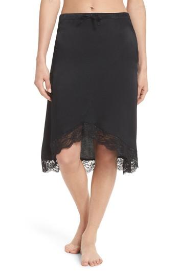Women's Ragdoll Lace Trim Slip Skirt - Black