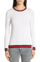 Women's Gucci Stripe Trim Wool Sweater, Size - White