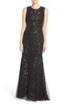Women's Vera Wang Sequin Lace & Tulle Gown - Black
