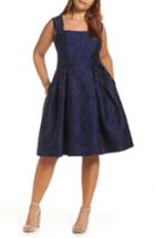 Women's Gal Meets Glam Collection Annabelle Square Neck Satin Jacquard Dress