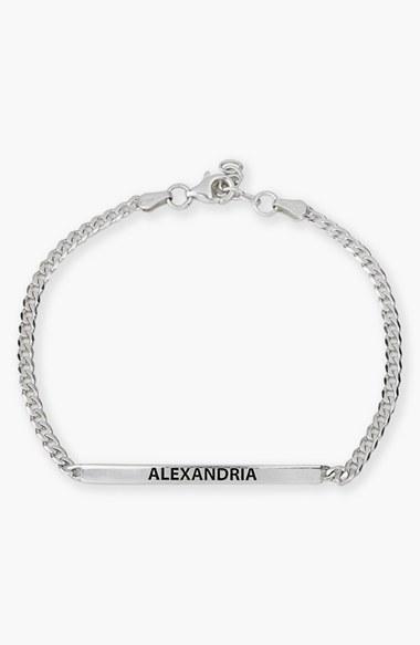 Women's Argento Vivo Small Personalized Bar Bracelet