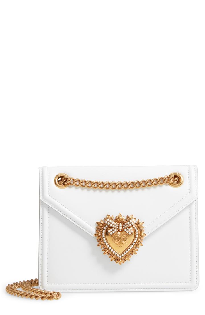 Dolce & Gabbana Small Devotion Leather Shoulder Bag - White