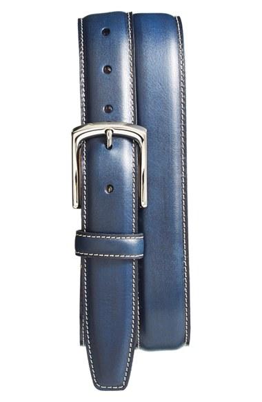Men's Torino Belts Burnished Leather Belt - Navy