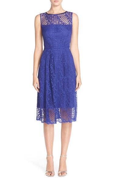 Women's Adrianna Papell Lace Fit & Flare Dress - Blue