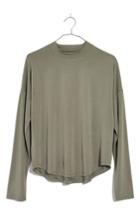 Women's Madewell Sandwashed Mock Neck Tee, Size - Green