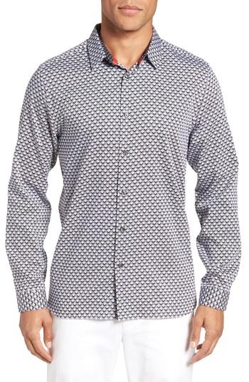 Men's Ted Baker London Icee Trim Fit Geometric Sport Shirt (m) - Blue