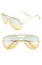 Women's Glance Eyewear 57mm Round Aviator Sunglasses - Yellow/ Gold