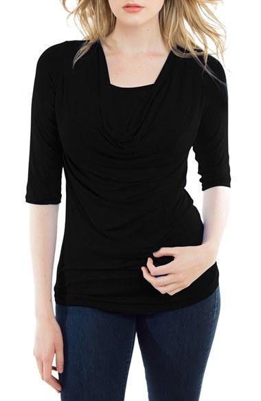 Women's Nurture-elle Cowl Neck Maternity/nursing Top - Black