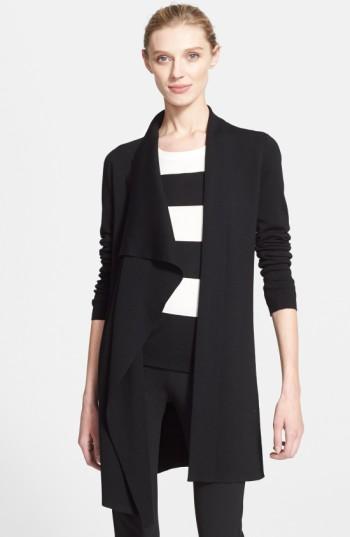 Women's Akris Draped Wool Knit Cardigan - Black
