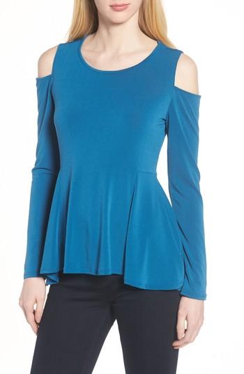Women's Cece Cold Shoulder Swing Top - Blue