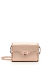 Valentino Garavani Rockstud Medium Metallic Leather Shoulder Bag - Pink