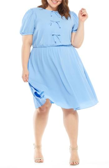 Women's Gal Meets Glam Collection Ellie Crepe Puff Sleeve Dress - Blue