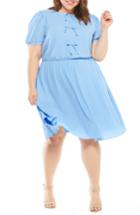 Women's Gal Meets Glam Collection Ellie Crepe Puff Sleeve Dress - Blue
