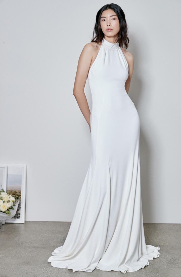 Women's Stella Mccartney Magnolia Halter Trumpet Gown Us / 40 It - White