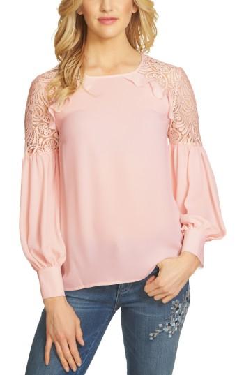 Women's Cece Ruffle Lace Shoulder Top - Pink