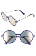 Women's Valentino 53mm Round Sunglasses - Blue Crystal
