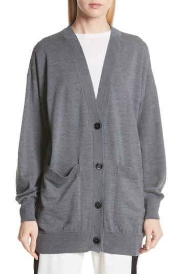 Women's Mm6 Maison Margiela Elbow Patch Wool Cardigan - Grey