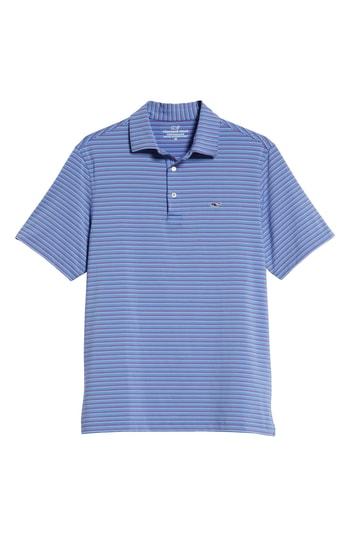 Men's Vineyard Vines Four Color Feeder Stripe Polo, Size - Blue
