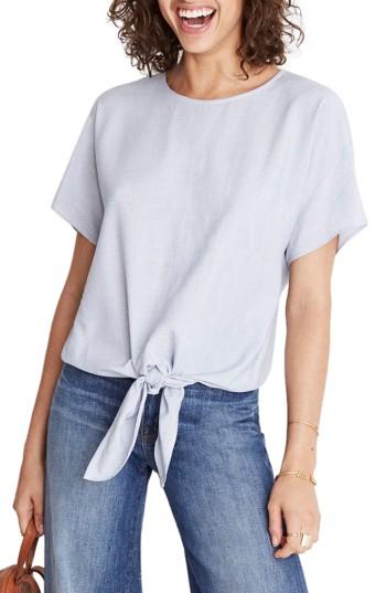 Women's Madewell Tie Front Top - Blue