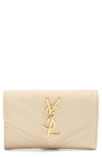 Women's Saint Laurent 'monogram' Quilted Leather French Wallet -