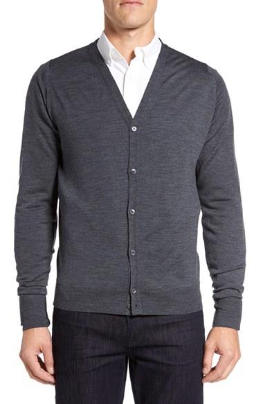 Men's John Smedley 'bryn' Easy Fit Wool Button Cardigan - Black